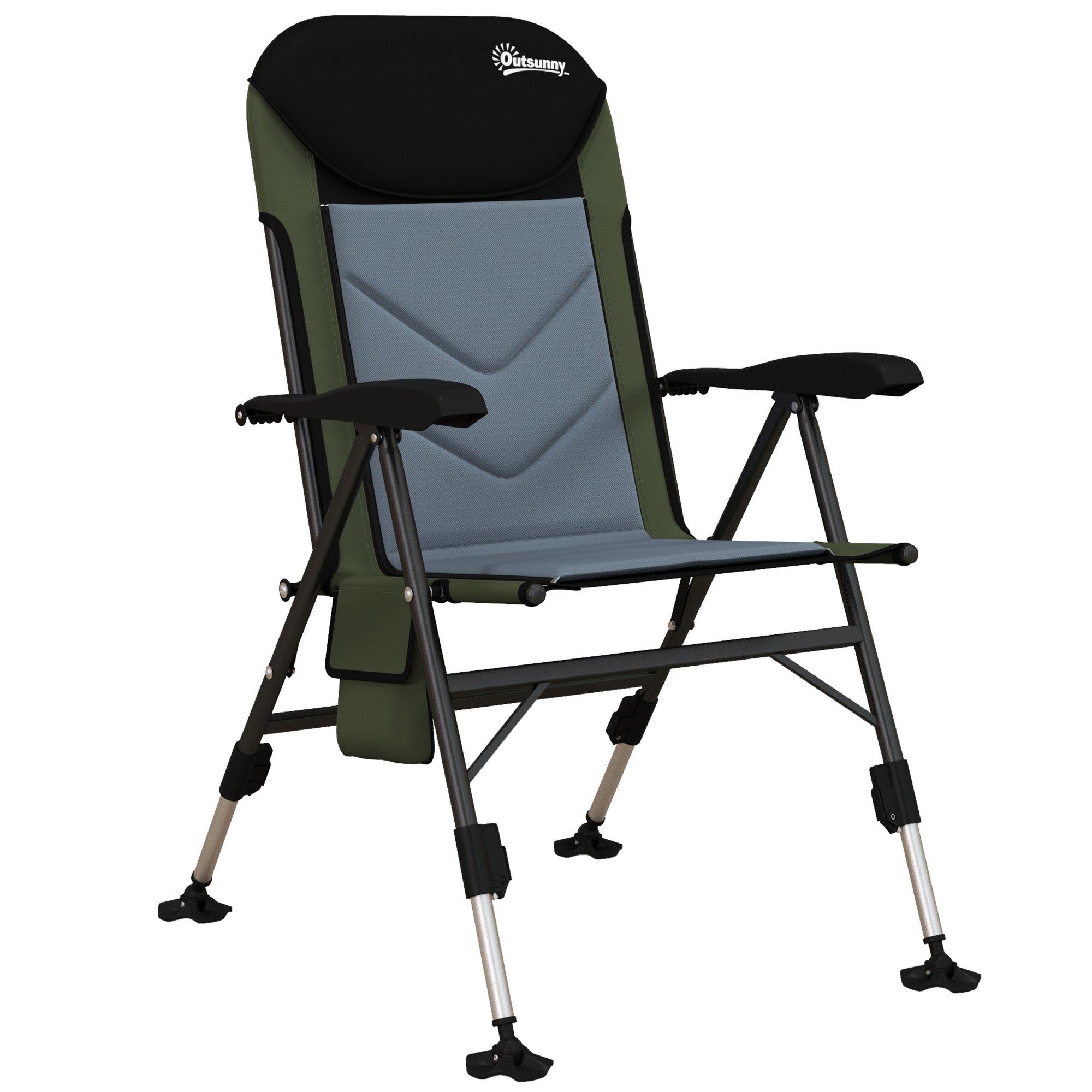 Portable Fishing Chair with Reclining Backrest Adjustable Legs and Mud Feet
